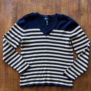 Lauren, Ralph Lauren preppy, casual, royal blue and gold women’s sweater size XL